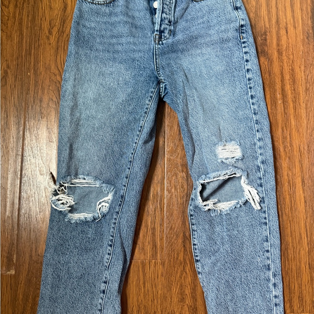 Distressed Blue Jeans